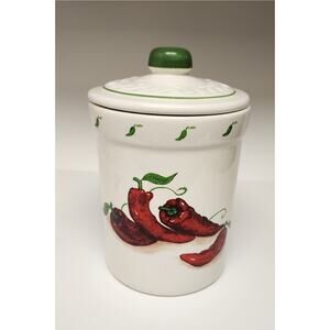 Crock Shop Santa Anna Ceramic Canister Kitchen Storage Jar Red Chili Pepper 10”